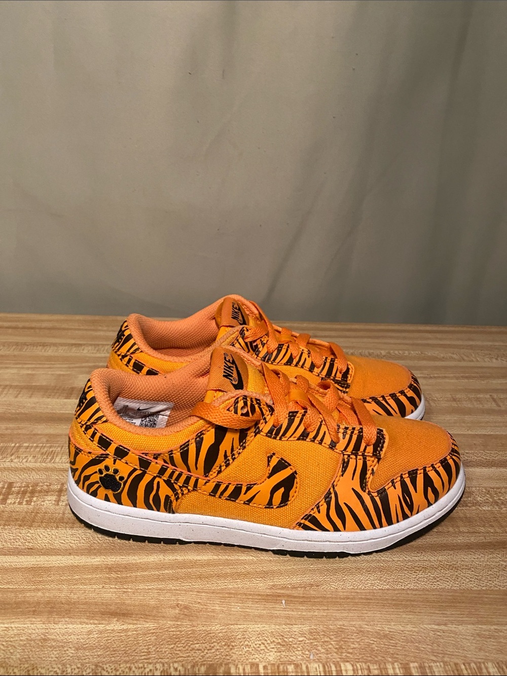 Nike Dunk Low Next Nature Kumquat Tiger Stripes  Sneakers Youth size 3Y
